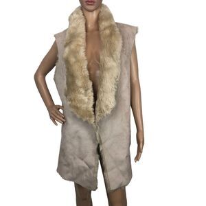Lane‎ Bryant NWT Faux Suede Fur Lined Vest Size 10/12 Sleeveless Oversized Coat